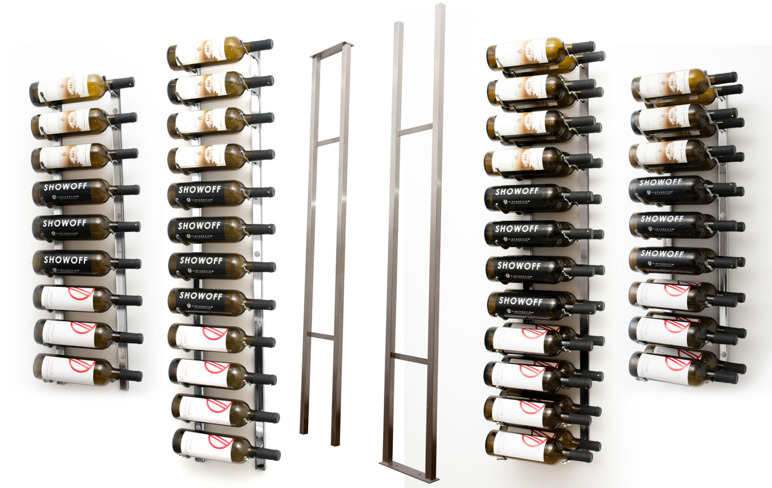 W Series Double Sided Floating Wine Rack Combo Kit (floor-to-ceiling ...