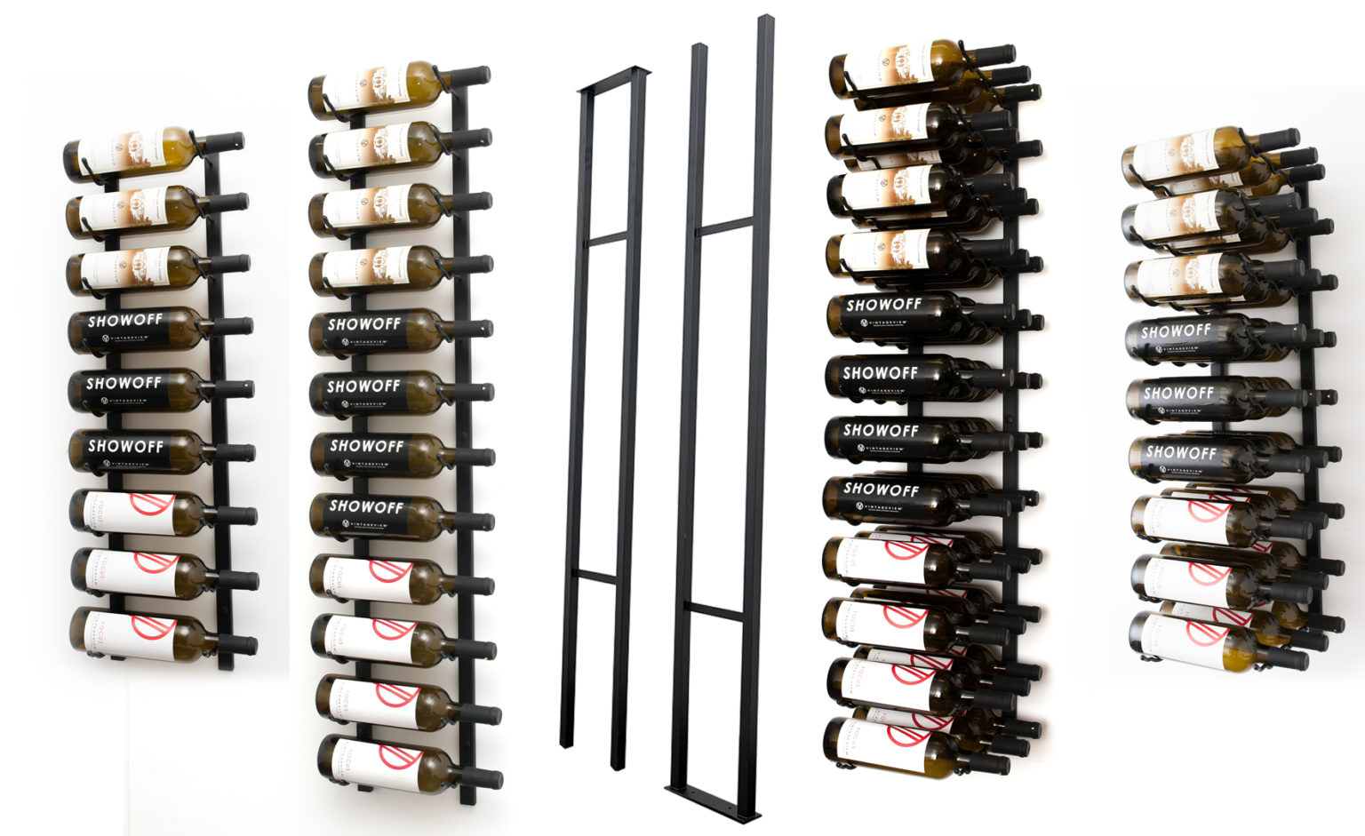 W Series Double Sided Floating Wine Rack Combo Kit (floortoceiling