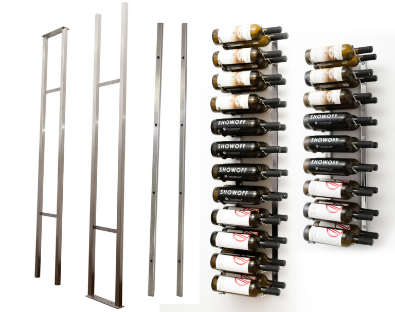 W Series Single Sided Floating Wine Rack Combo Kit (floor-to-ceiling ...