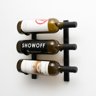VintageView Wall Series 3 Bottle Metal Wall Mounted Wine Rack Brushed Nickel Stylish Modern Wine Storage with Label Forward Design 